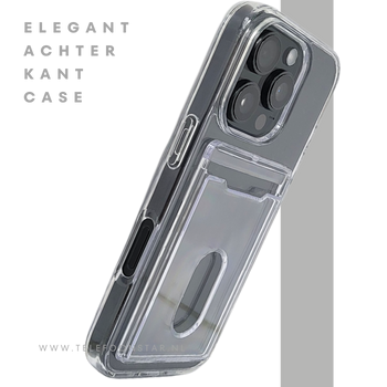 iPhone 16 Pro Transparant Hoesje met Opklapbare Kaarthouder &ndash; Stevige en Elegante Bescherming