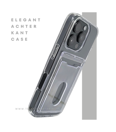 iPhone 16 Pro Transparant Hoesje met Opklapbare Kaarthouder &ndash; Stevige en Elegante Bescherming