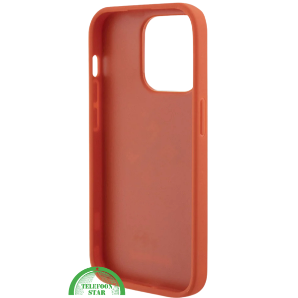 iPhone 15 Pro Siliconen Hoesje &ndash; Oranje Design met Gouden Logo en Gripbescherming – foto 3
