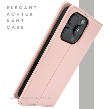 Bookcase Hoesje iPhone 16 Pro Roze &ndash; Elegante Wallet Case met Pasjeshouder