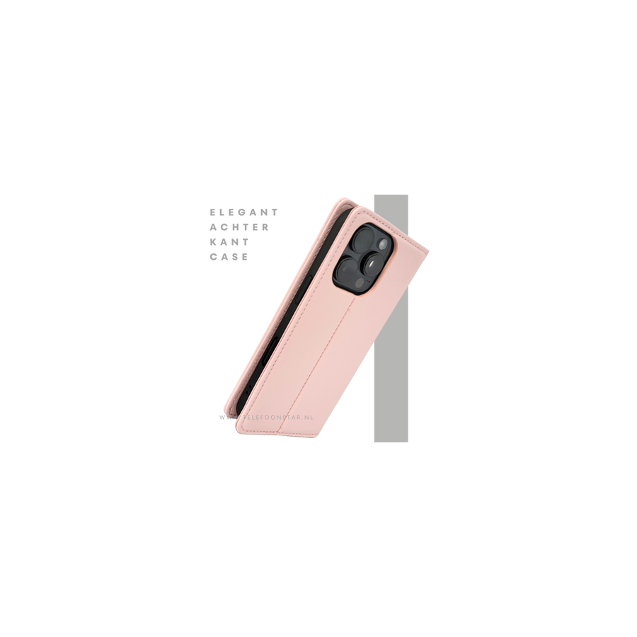 Bookcase Hoesje iPhone 16 Pro Max Roze &ndash; Elegante Wallet Case met Pasjeshouder