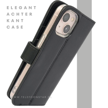 Zwart Bookcase Hoesje iPhone 13 / 14 &ndash; Met Bandje en Standaardfunctie | &euro;14,95