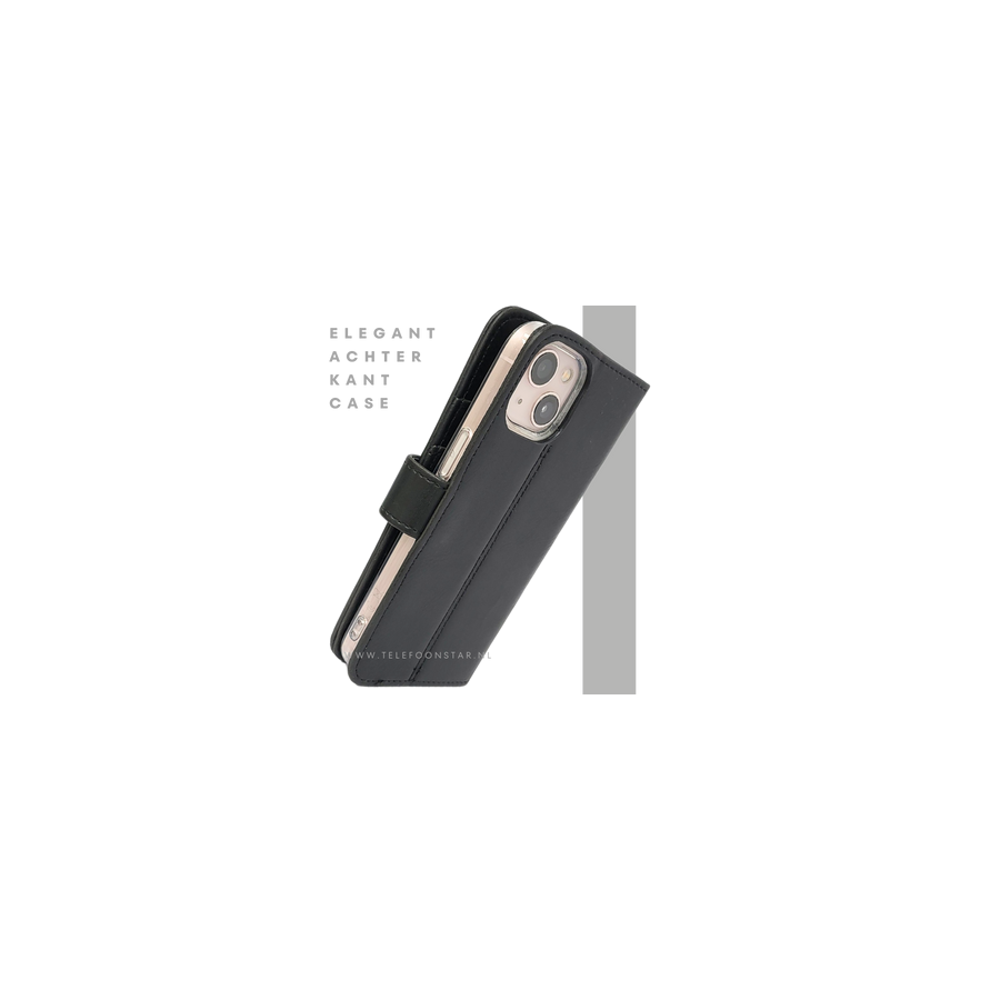 Zwart Bookcase Hoesje iPhone 13 / 14 &ndash; Met Bandje en Standaardfunctie | &euro;14,95