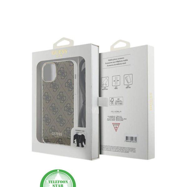 Hoesje voor iPhone 15 - DonkerBruin Crossbody Design met Luxe Logo en Koord – foto 4