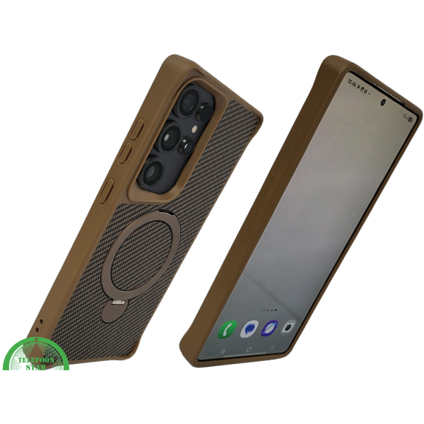 Samsung Galaxy S25 Ultra MagSafe Hoesje Brons Carbon Look Magnetisch Schokbestendig – foto 2