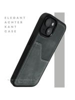 iPhone 15 Hoesje &ndash; Donkergroen Vintage Leerlook Met Kaarthouder | Stoer & Praktisch