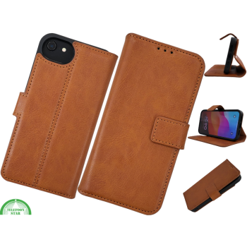 Wallet Case Licht Bruin 2 en 1 IPhone 16 E