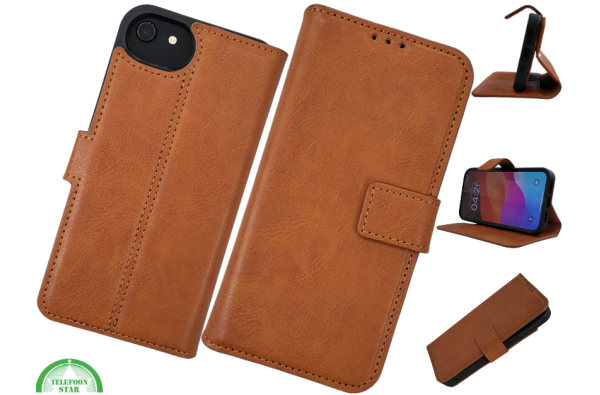 Wallet Case Licht Bruin 2 en 1 IPhone 16 E