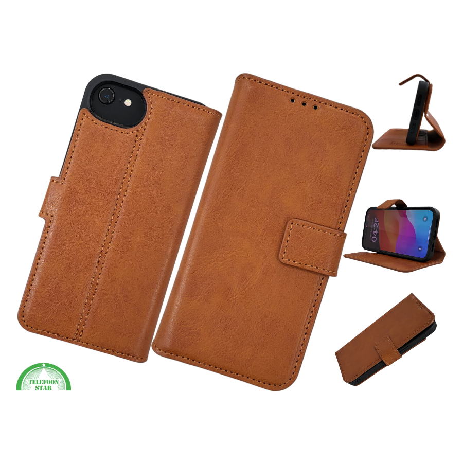 Wallet Case Licht Bruin 2 en 1 IPhone 16 E