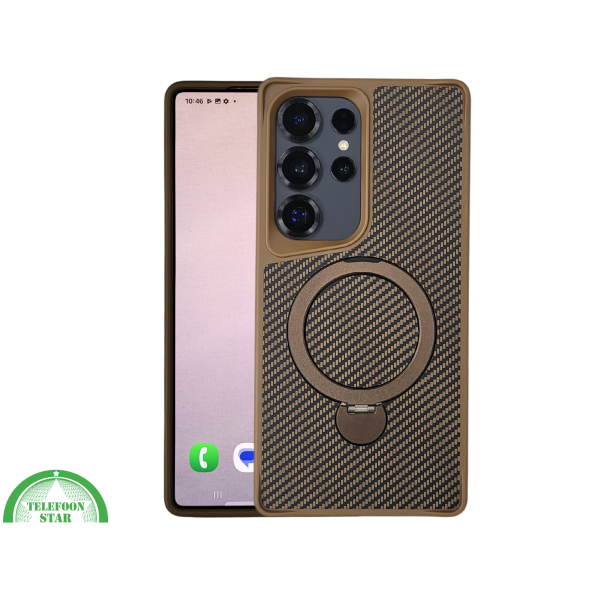 Samsung Galaxy S25 Ultra MagSafe Hoesje Brons Carbon Look Magnetisch Schokbestendig – foto 3