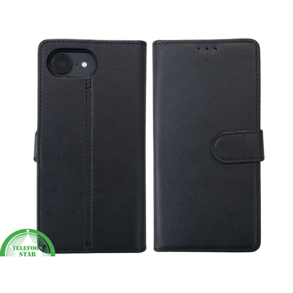iPhone 17E Luxe Bookcase Hoesje Zwart &ndash; Wallet Case met Standfunctie – foto 2