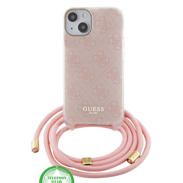 Hoesje voor iPhone 15 - Roze Crossbody Design met Luxe Logo en Koord – foto 2