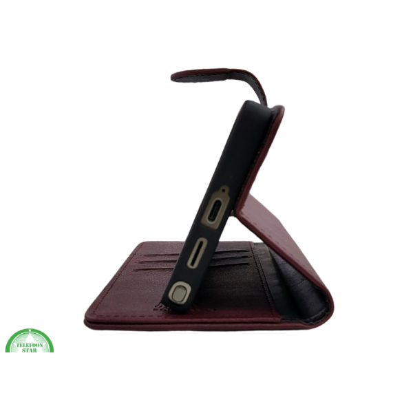 S25 Edge Boek Case Leer Stijlvolle en Beschermende Wallet Case bordeauxrood – foto 3