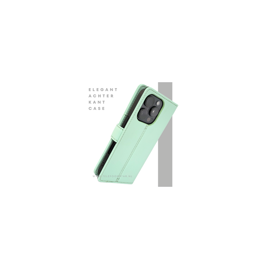 iPhone 16 Pro Max Bookcase Hoesje Mintgroen &ndash; Fris, Stijlvol &amp; Praktisch