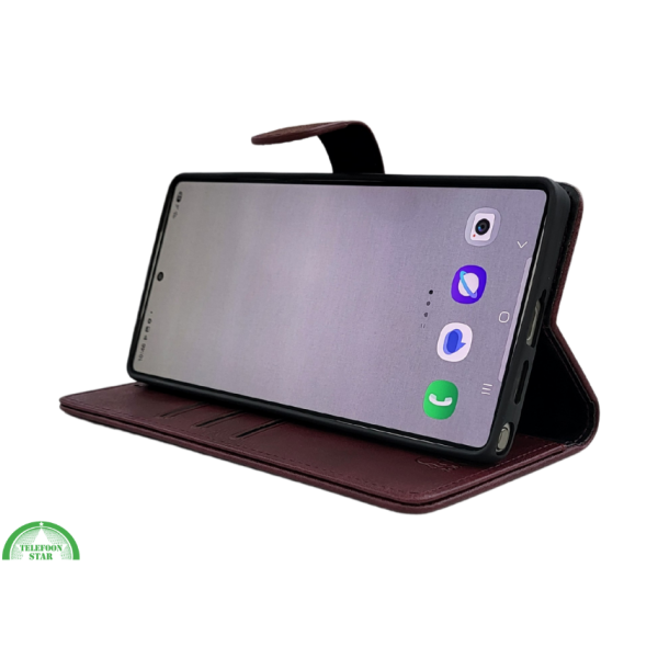 S25 Edge Boek Case Leer Stijlvolle en Beschermende Wallet Case bordeauxrood – foto 4