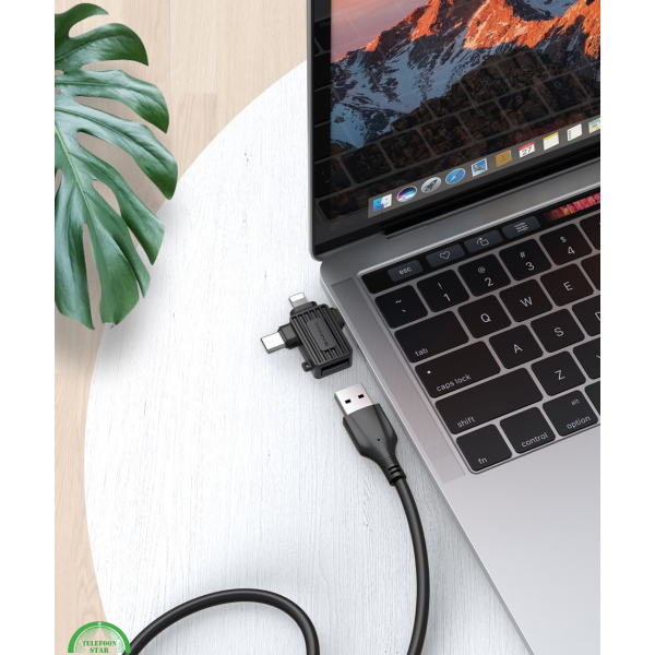 Crad Reader 3in1 OTG Adapter Lightning USB-C Micro-USB Zwart – foto 3