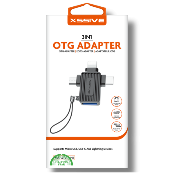 Crad Reader 3in1 OTG Adapter Lightning USB-C Micro-USB Zwart – foto 2