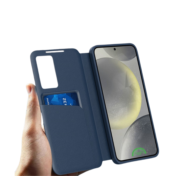 Samsung Galaxy S26 Ultra Donker Bluwe Wallet Case Met Smart Window Bescherming – foto 4