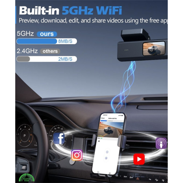 4K WiFi Dashcam Voor Auto Met Achtercamera &ndash; Ultra HD Dashboard Camera Met App Bediening – foto 4
