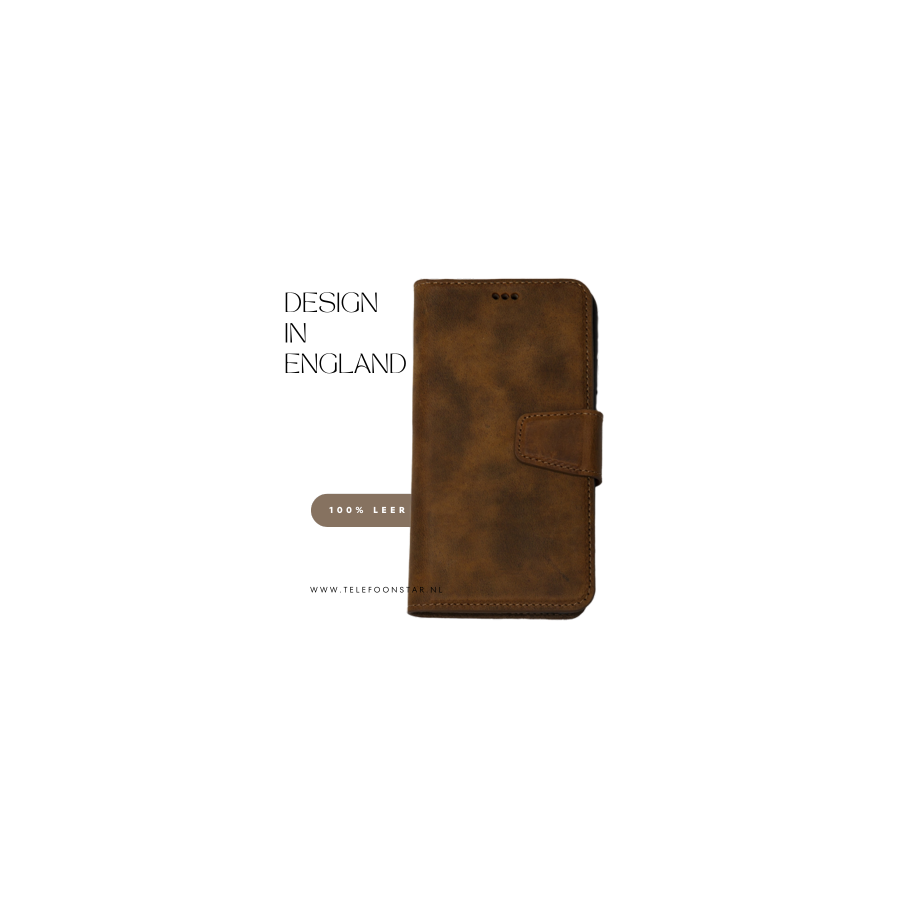 Hoesje Samsung Galaxy S25 Ultra 100% leer Boekmodel 2 in 1 Bruin