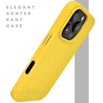 iPhone 16 Pro Geel Eco Hoesje &ndash; Biologisch Afbreekbare Matte Bescherming