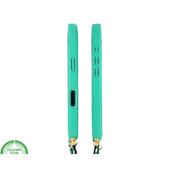 Groen Eco Koord Hoesje &ndash; Duurzaam Siliconen Touwkoord Case Met Draagkoord voor iPhone 16 Pro – foto 5