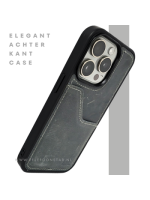 iPhone 15 Pro Max Hoesje met Kaarthouder &ndash; Vintage Lederlook Grijs | Telefoonstar.nl