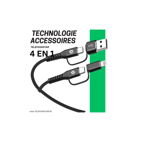 4-in-1 Oplaadkabel USB-C &amp; USB-A naar USB-C, Micro-USB en Lightning – foto 5
