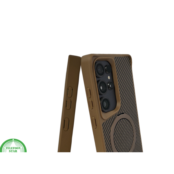 Samsung Galaxy S25 Ultra MagSafe Hoesje Brons Carbon Look Magnetisch Schokbestendig – foto 6