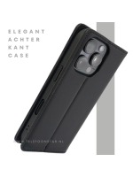 iPhone 16 Pro Max Bookcase Hoesje Zwart &ndash; Dubbele Naad, Luxe Look & Volledige Bescherming