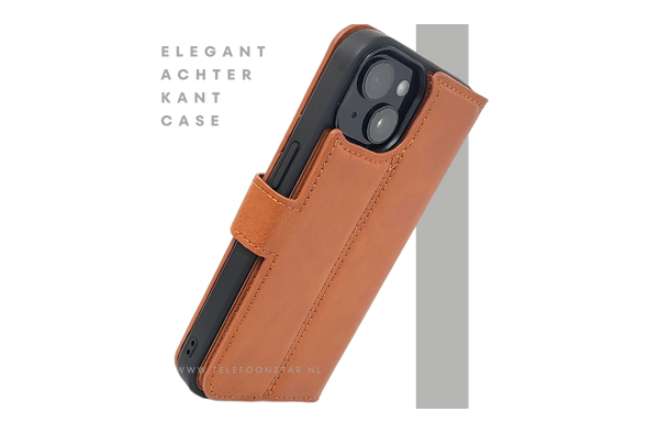 iPhone 15 Plus 2-in-1 Hoesje Bruin Leer – Bookcase met Uitneembare Backcover