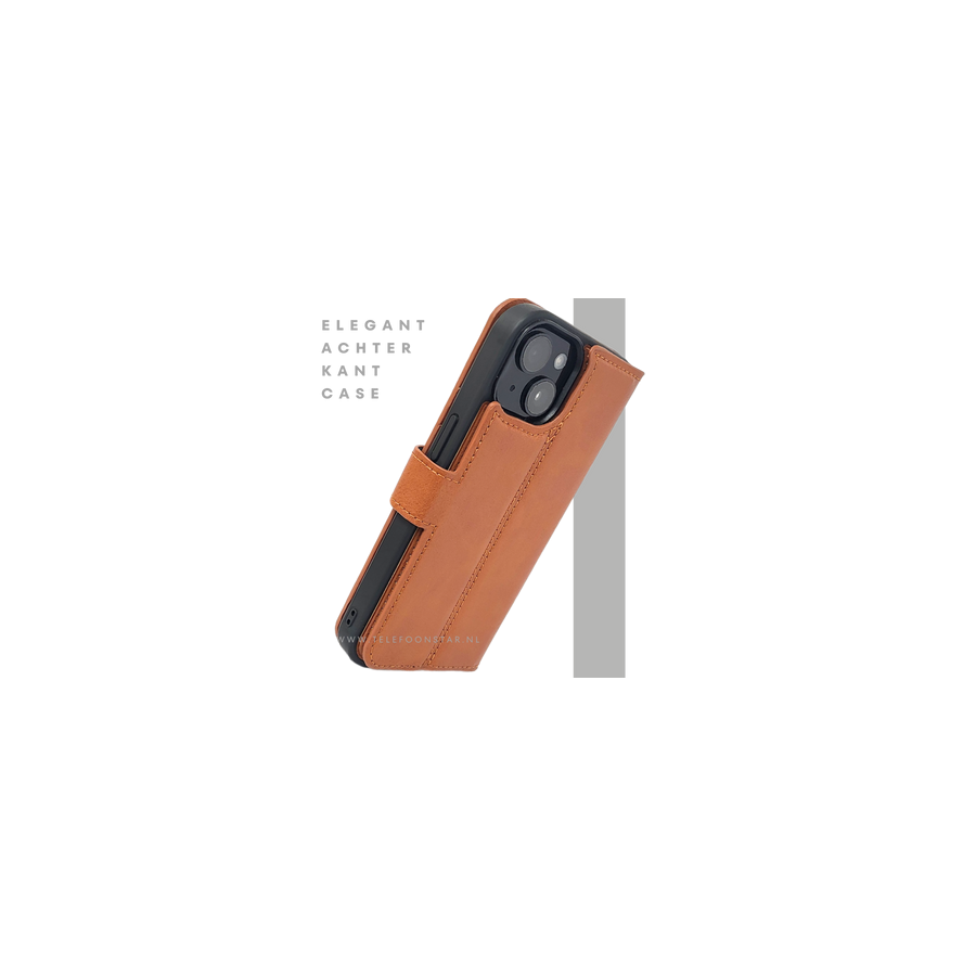 iPhone 15 Plus 2-in-1 Hoesje Bruin Leer &ndash; Bookcase met Uitneembare Backcover