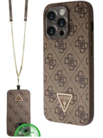 iPhone 15 Pro Hoesje met Gouden Ketting &ndash; Bruin Design met Logo en Bescherming