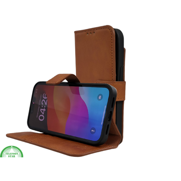 Wallet Case Licht Bruin 2 en 1 IPhone 16 E – foto 5