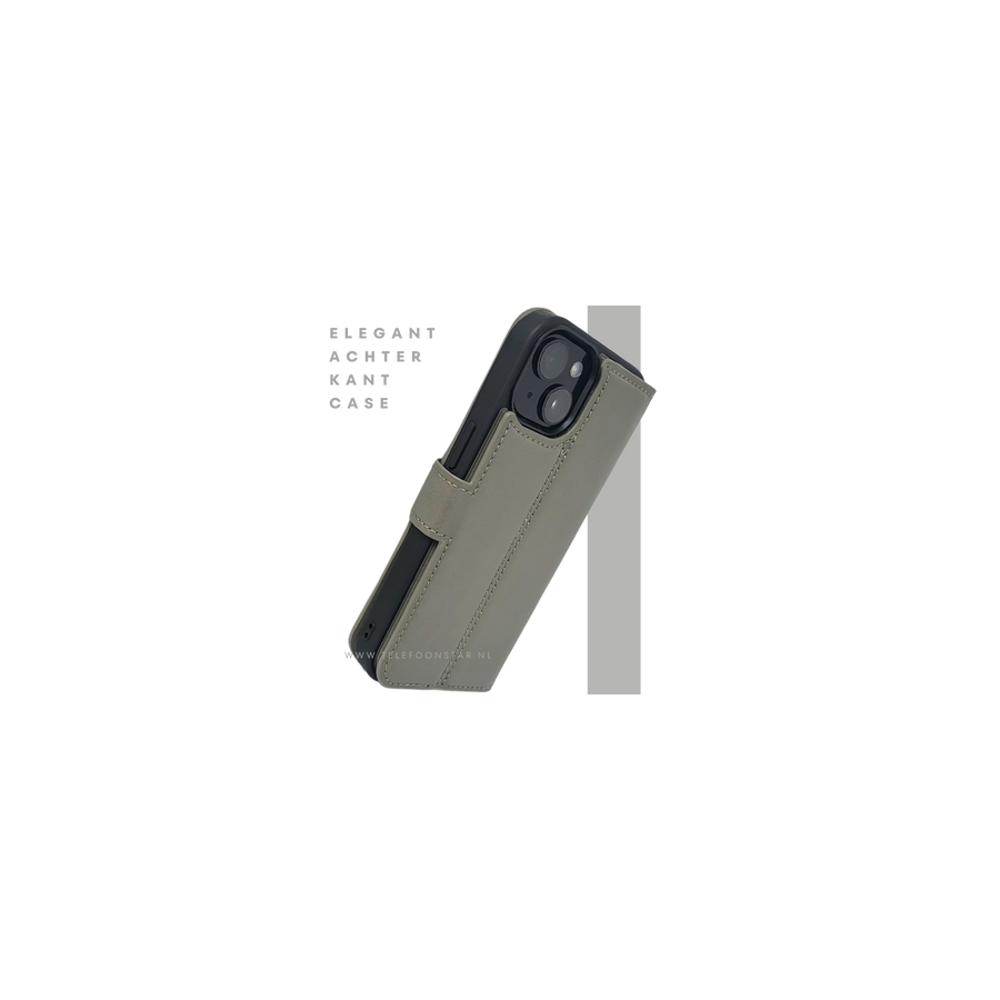 iPhone 15 Plus 2-in-1 Hoesje Groen Leer &ndash; Bookcase Met 2 in 1 Functie
