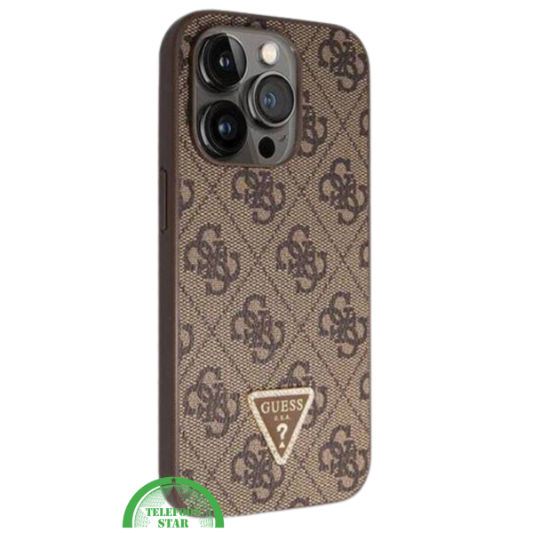 iPhone 15 Pro Hoesje met Gouden Ketting &ndash; Bruin Design met Logo en Bescherming – foto 2