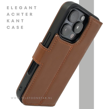 iPhone 16 Pro Insteekhoesje Bruin &ndash; Leren Look & Stijlvolle Bescherming