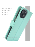 iPhone 15 2-in-1 Hoesje Mintgroen &ndash; Bookcase met Pasjeshouder 