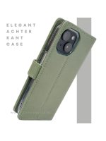 iPhone 15 Plus 2-in-1 Hoesje Groen Leer &ndash; Bookcase met Pasjeshouder