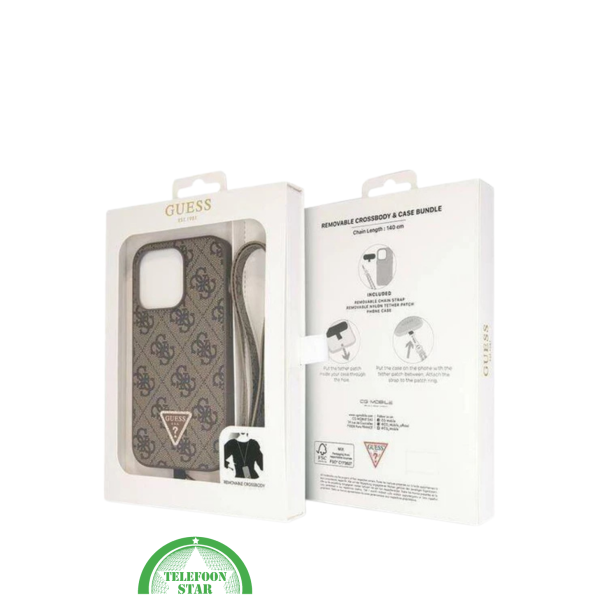 iPhone 15 Pro Hoesje met Gouden Ketting &ndash; Bruin Design met Logo en Bescherming – foto 4