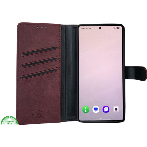 S25 Edge Boek Case Leer Stijlvolle en Beschermende Wallet Case bordeauxrood – foto 8