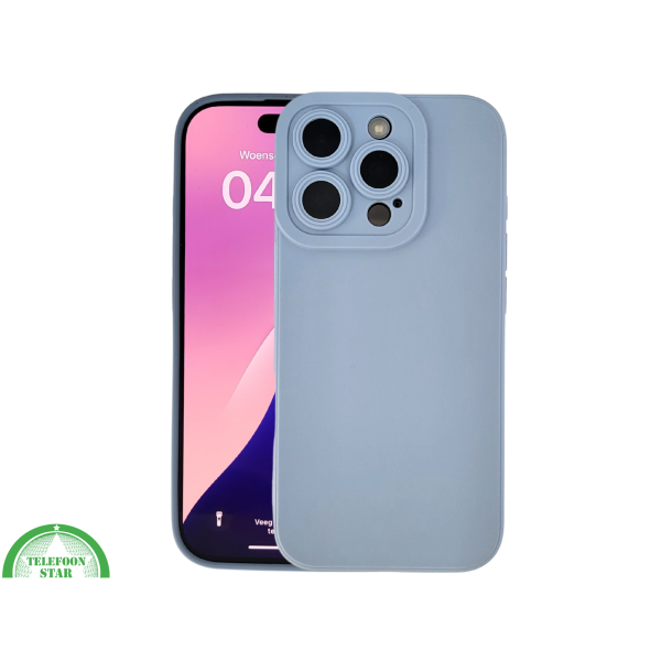 iPhone 16 Pro Lichtblauw Hoesje Mat Design Met Verhoogde Camerabescherming – foto 3