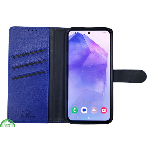 Samsung Galaxy S25 FE Boek Case Leer Stijlvolle en Beschermende Wallet Case Donkerblauw – foto 8