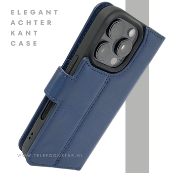 iPhone 16 Pro Insteekhoesje Lichtbruin &ndash; Stijlvolle Leren Look met Open Bovenkant