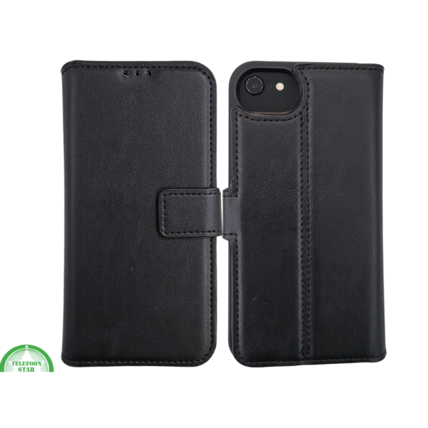 Flip Case Boek Zwart Leren twee en een met 3 Pashouders iPhone 16E – foto 3