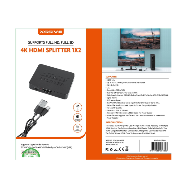 HDMI Splitter 1 in 2 &ndash; 4K 30Hz Beeld Verdelen – foto 2