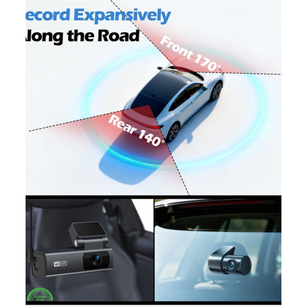 4K WiFi Dashcam Voor Auto Met Achtercamera &ndash; Ultra HD Dashboard Camera Met App Bediening – foto 5