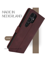 S25 Plus Boek Case Leer Stijlvolle en Beschermende Wallet Case bordeauxrood