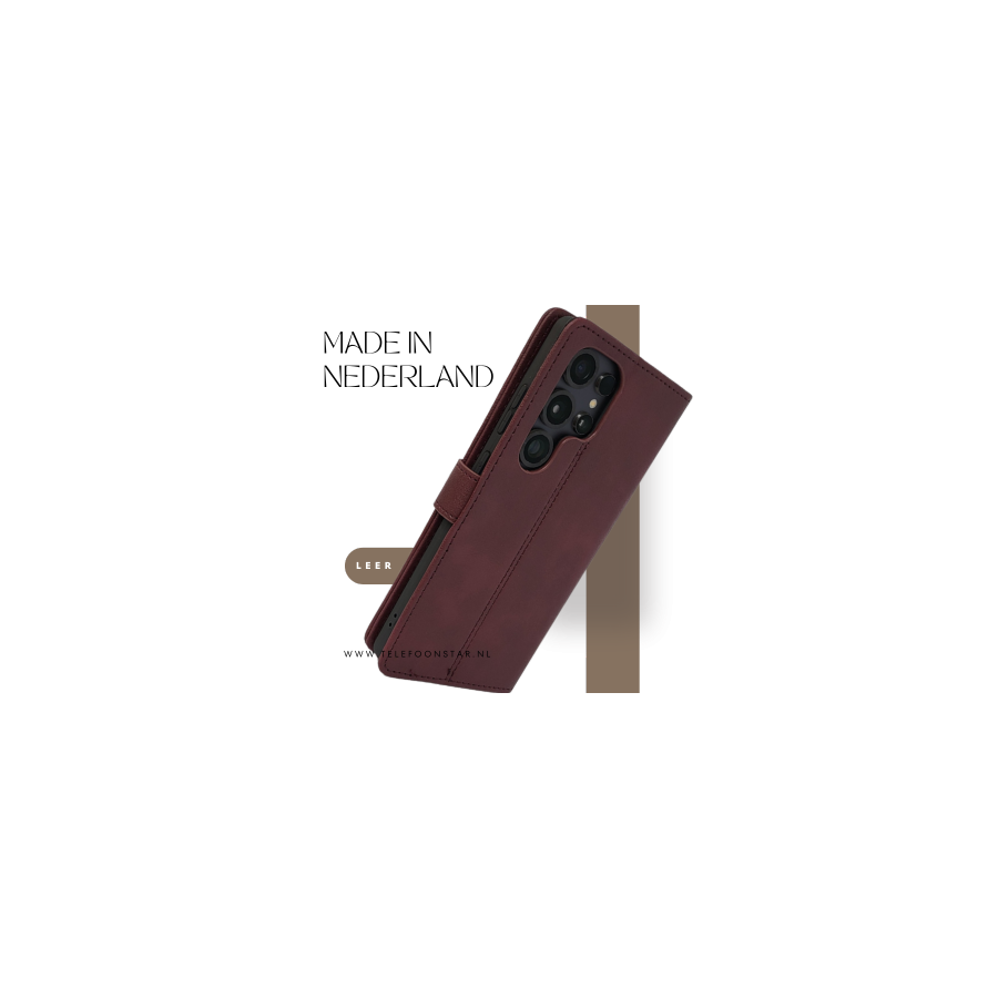 S25 Edge Boek Case Leer Stijlvolle en Beschermende Wallet Case bordeauxrood