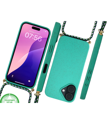 iPhone 16 Plus Hoesje met Koord Groen Duurzaam Trendy